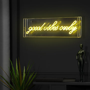 Good Vibes Only Contemporary Glam Acrylic Box USB Operated LED Neon Light - JONATHAN Y